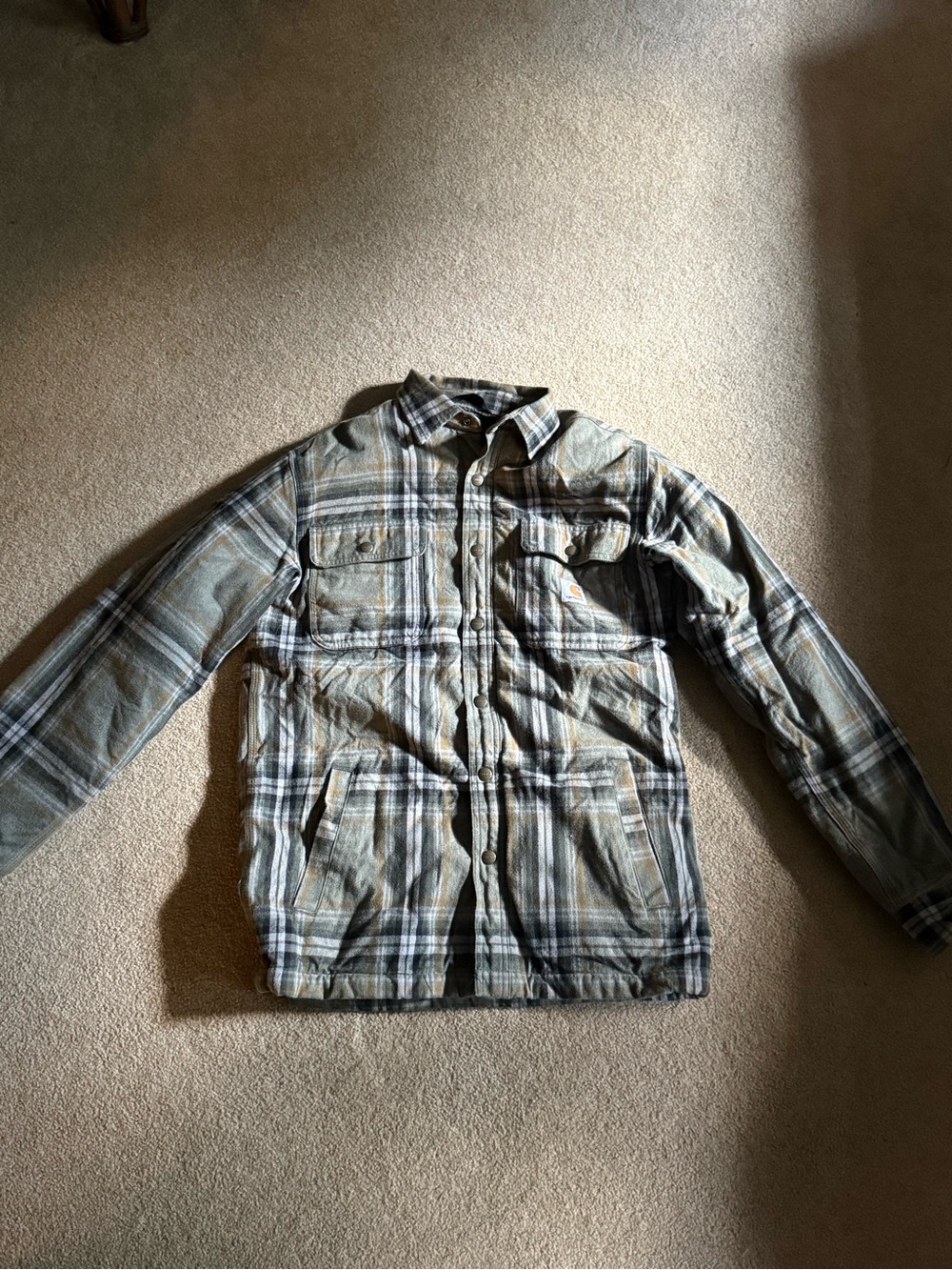 Carhartt Olive Green Plaid Lightweight Shirt Jacket